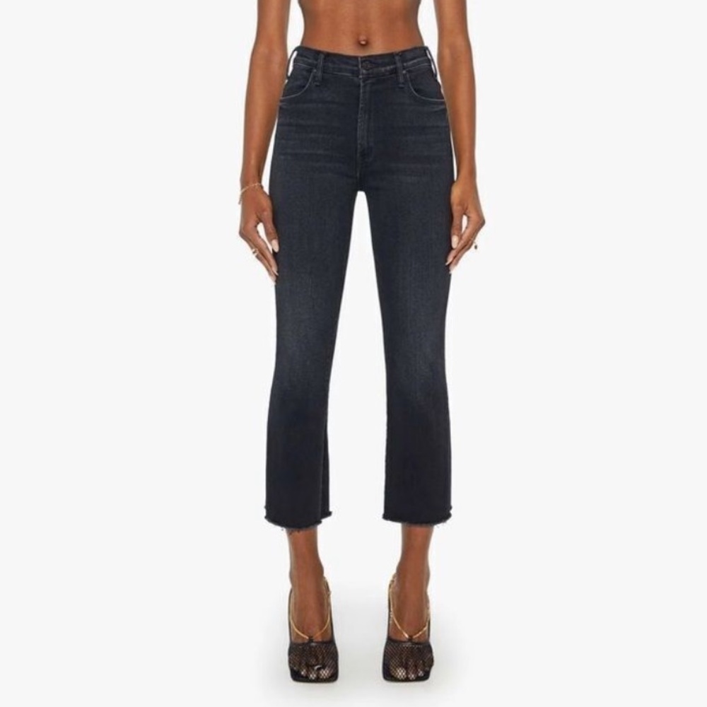MOTHER Black Cropped Straight Jeans